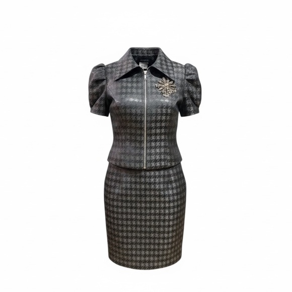 Jovani Dresses & Skirts - Holiday ready Jovani Black Houndstooth strapless dress with Embellished Jacket